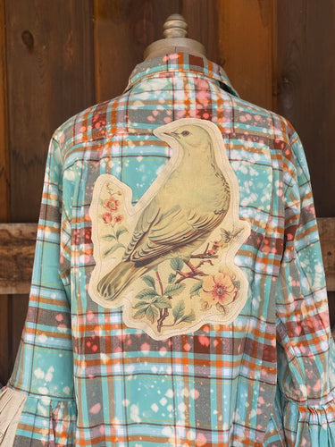 LOVE DOVE Flared Sleeve Flannel